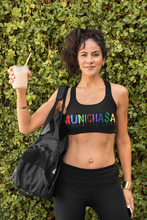Load image into Gallery viewer, Sports bra black w/colors